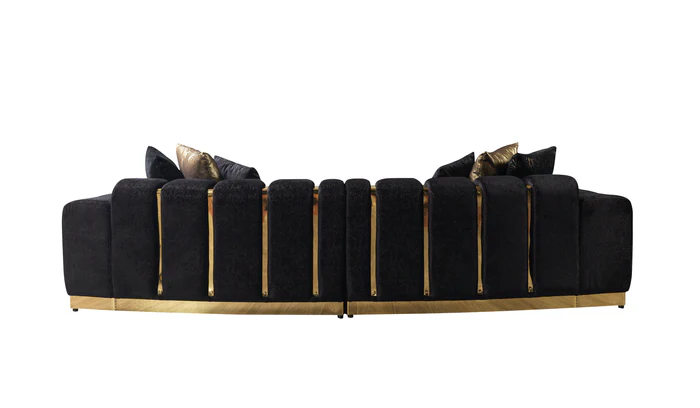 Michelle Black Velvet 2-Piece Curved 118 Sectional4
