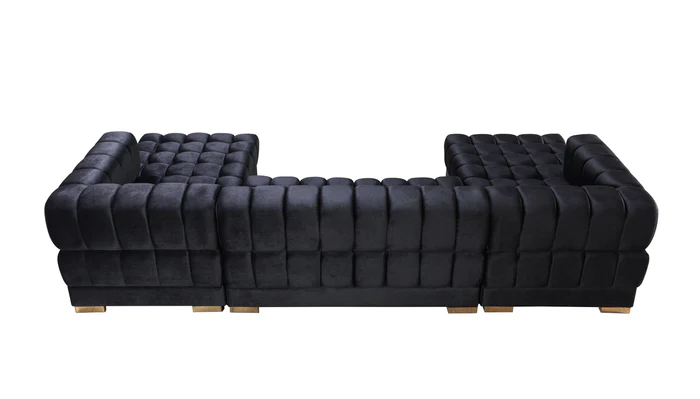 Ariana Black Velvet Double Chaise Sectional Sofa - Image 2