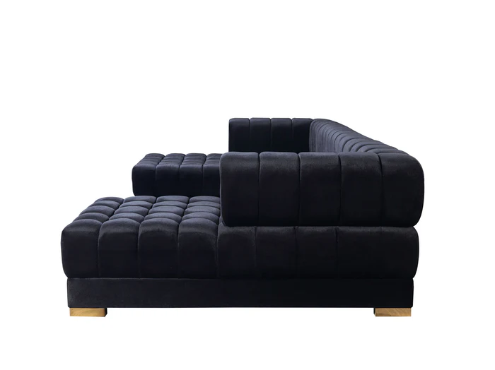 Ariana Black Velvet Double Chaise Sectional Sofa - Image 4