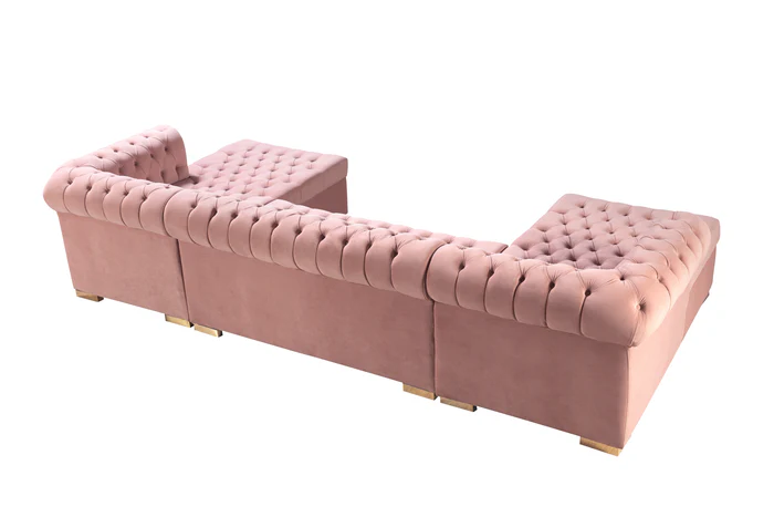 Lauren Pink Velvet Double Chaise Sectional Sofa - Image 7