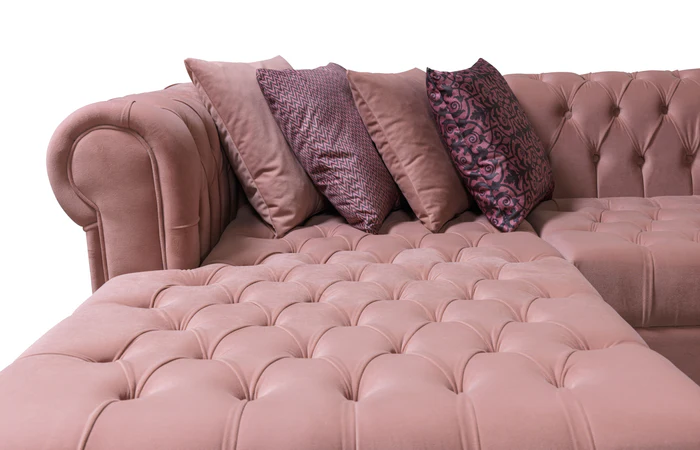 Lauren Pink Velvet Double Chaise Sectional Sofa - Image 4