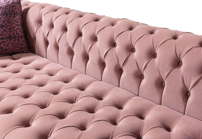 Lauren Pink Velvet Double Chaise Sectional Sofa - Image 5