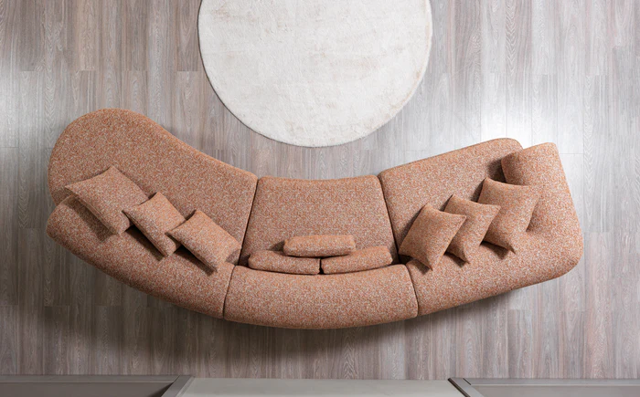 Lena Orange Boucle 3-Piece Curved 145 Sectional2