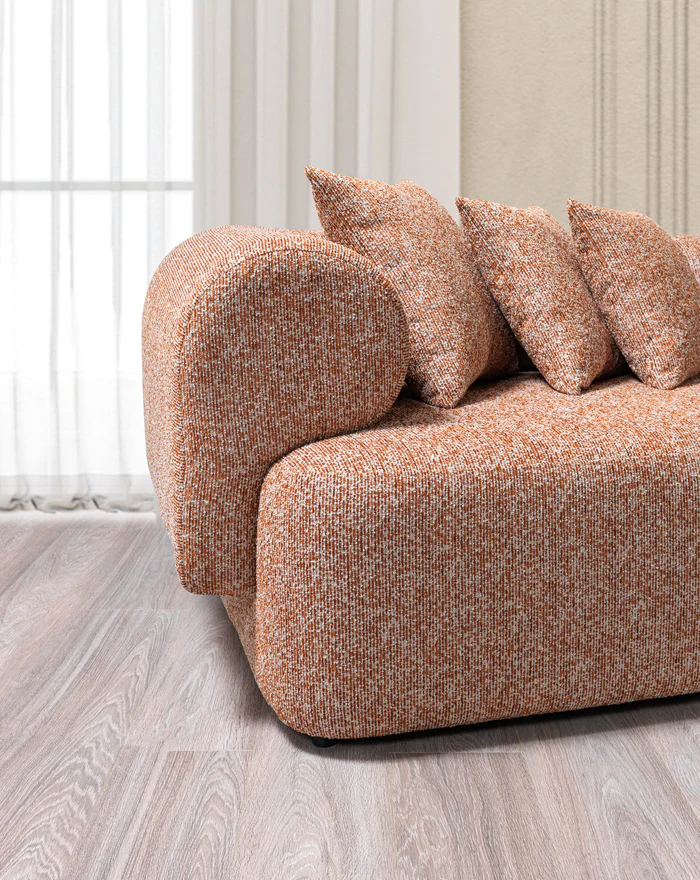 Lena Orange Boucle 3-Piece Curved 145 Sectional3