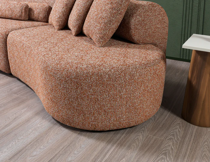Lena Orange Boucle 3-Piece Curved 145 Sectional6