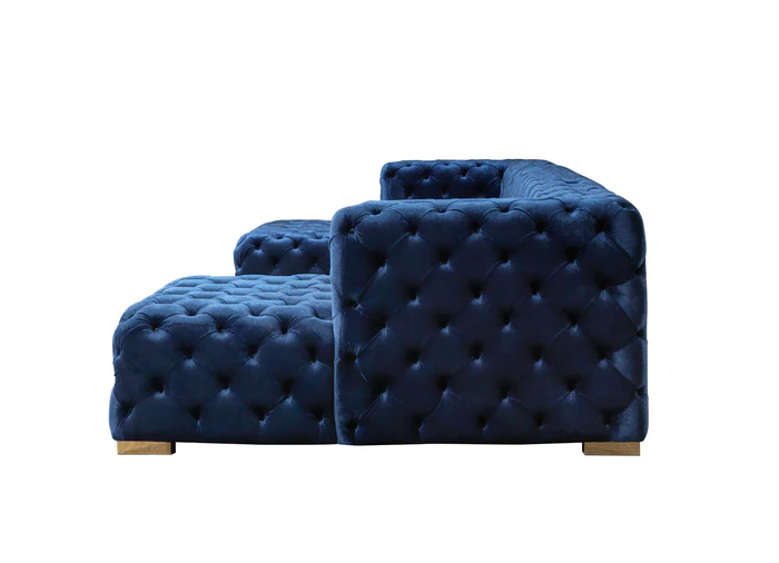 Neva Blue Velvet Double Chaise Sectional Sofa - Image 6