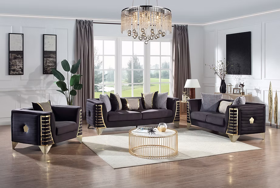 S4010 Donovan Black Sofa and Loveseat 1