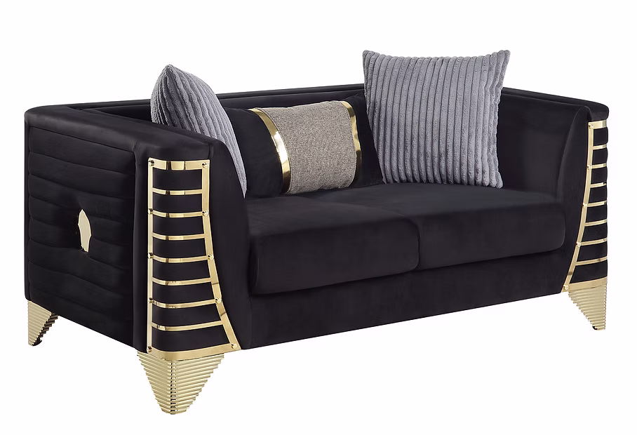 Donovan Sofa and Loveseat Black - Image 5
