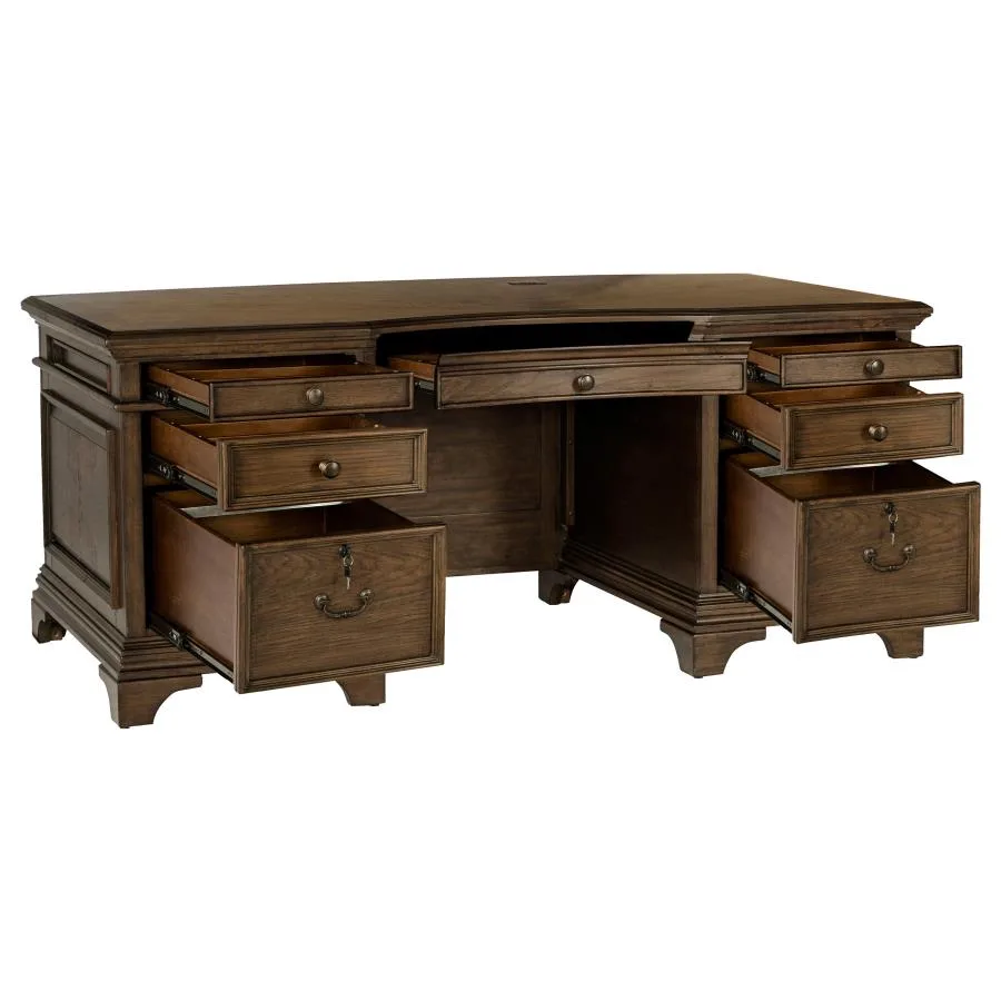 Hartshill 72-Inch 7-Drawer Executive Office Desk Burnished Oak