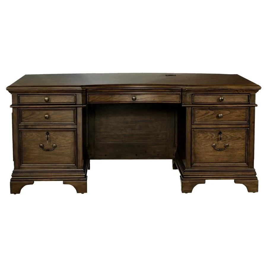 Hartshill 72-Inch 7-Drawer Executive Office Desk Burnished Oak