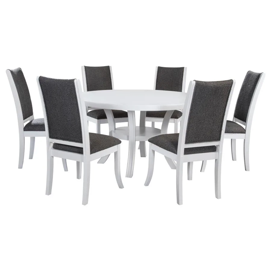 Judd 5pcs 54-inch Round Wood Dining Table Set Pearl White