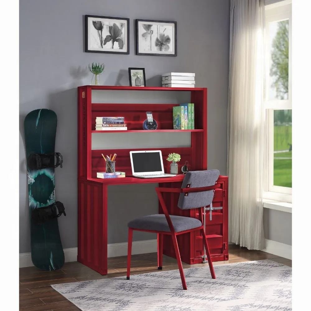 Cargo-Writing-Desk-W-Hutch-Red-Finish