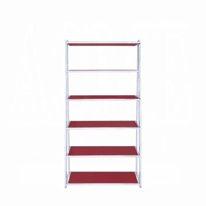 Coleen-Bookshelf-Red-High-Gloss-Chrome-3
