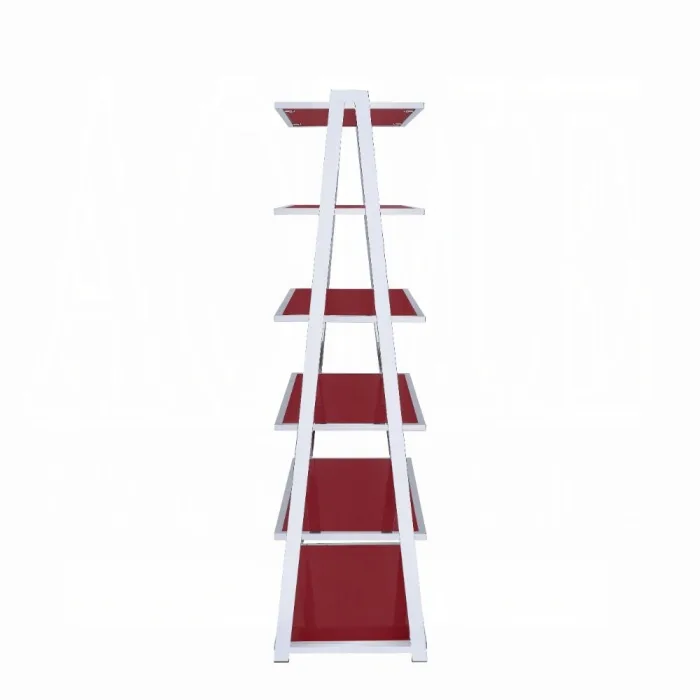 Coleen-Bookshelf-Red-High-Gloss-Chrome-4