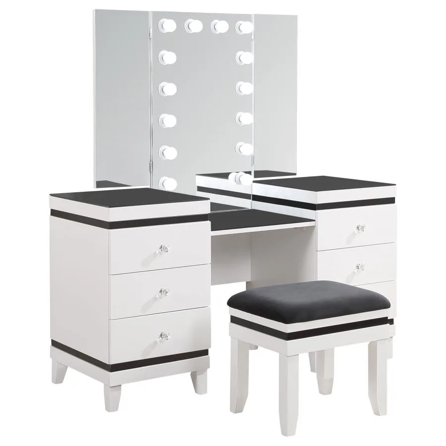 Talei-6-drawer-Vanity-Set-with-Lighting-Black-and-White-2