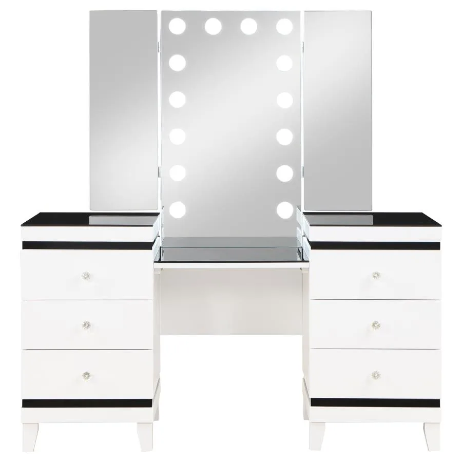 Talei-6-drawer-Vanity-Set-with-Lighting-Black-and-White-4