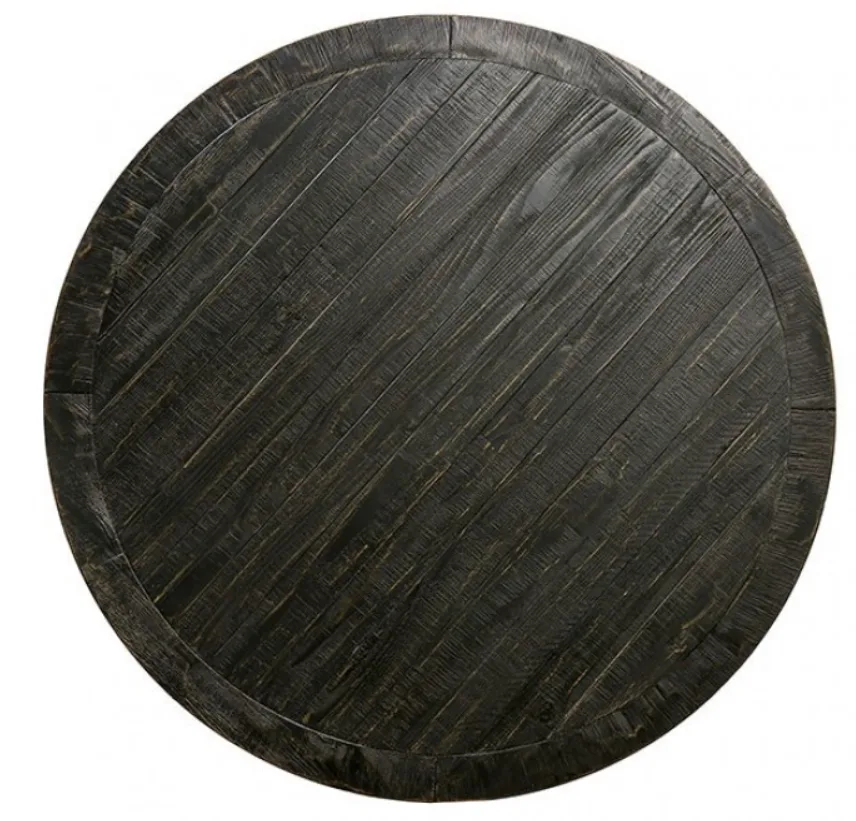 Alfred 5 Pc Antique Black Round Table & Gray Chairs Dining Set