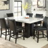 Camila 7 Piece Rectangular White Marble Top Counter Dining Set (Counter Table & 6 Counter Chairs) - Image 2