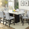 Camila 7 Piece Rectangular White Marble Top Counter Dining Set (Counter Table & 6 Counter Chairs) - Image 3