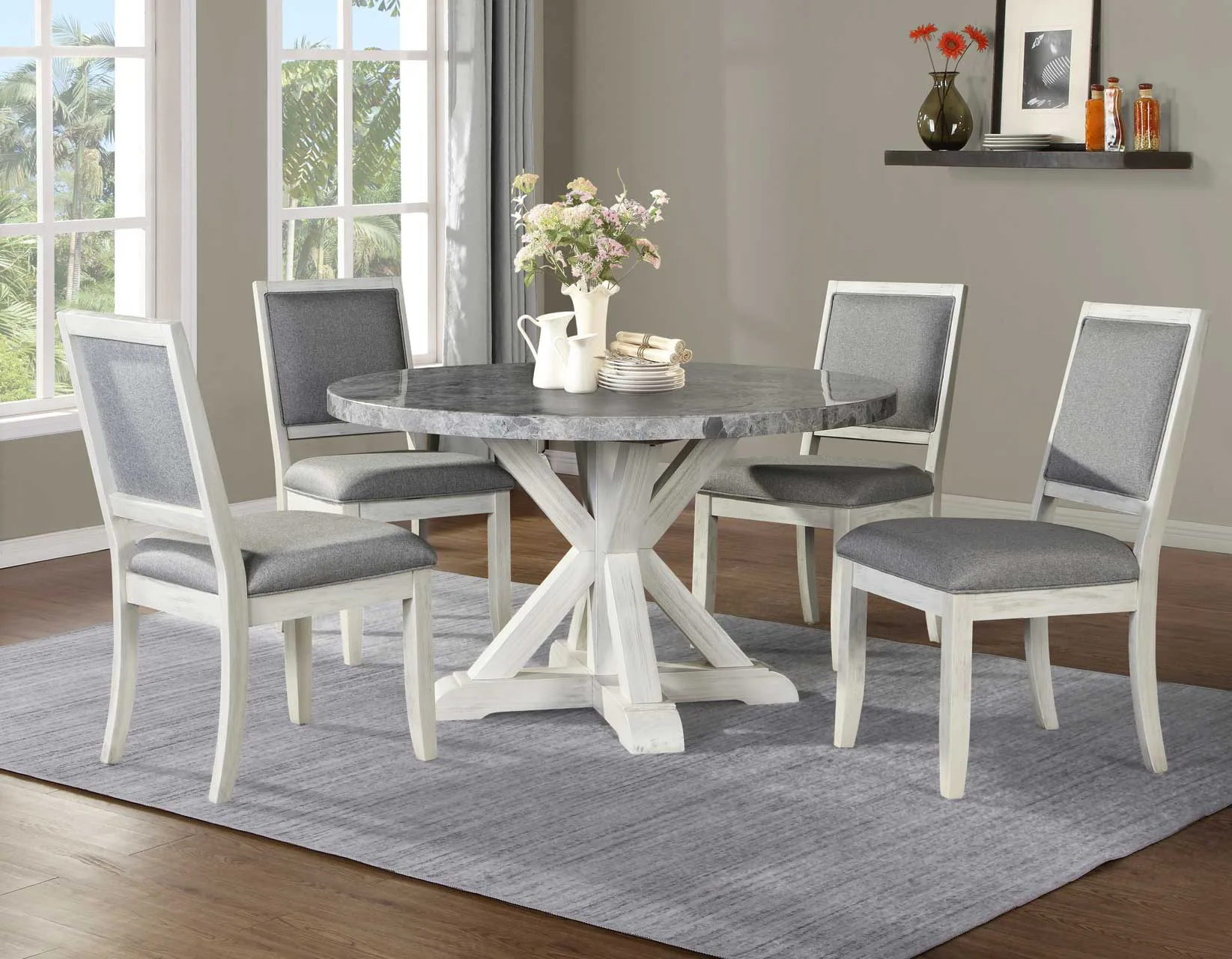 Canova-5-Piece-Gray-Marble-Dining-Set-Table-4-Side-Chairs