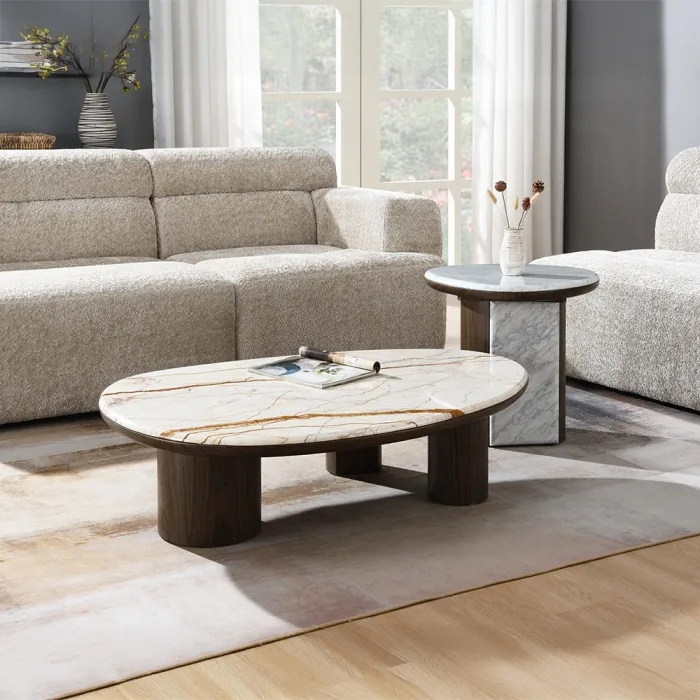 Haidar Coffee Table w-Natural Marble