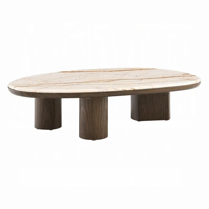 Haidar 3 Pc Coffee Table Set w/ Natural Marble - Image 3