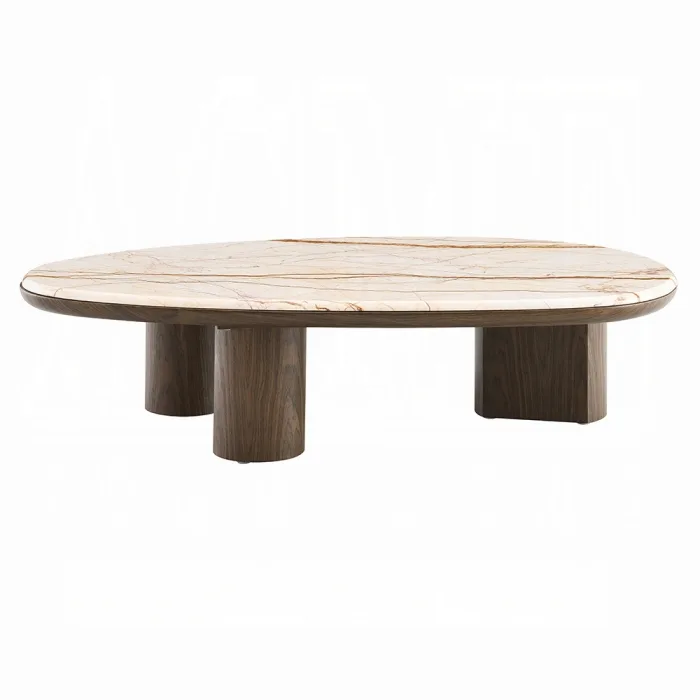 Haidar 3 Pc Coffee Table Set w/ Natural Marble - Image 4