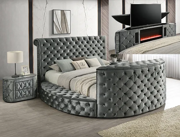 Voltare Fireplace/TV Lift Bed Gray