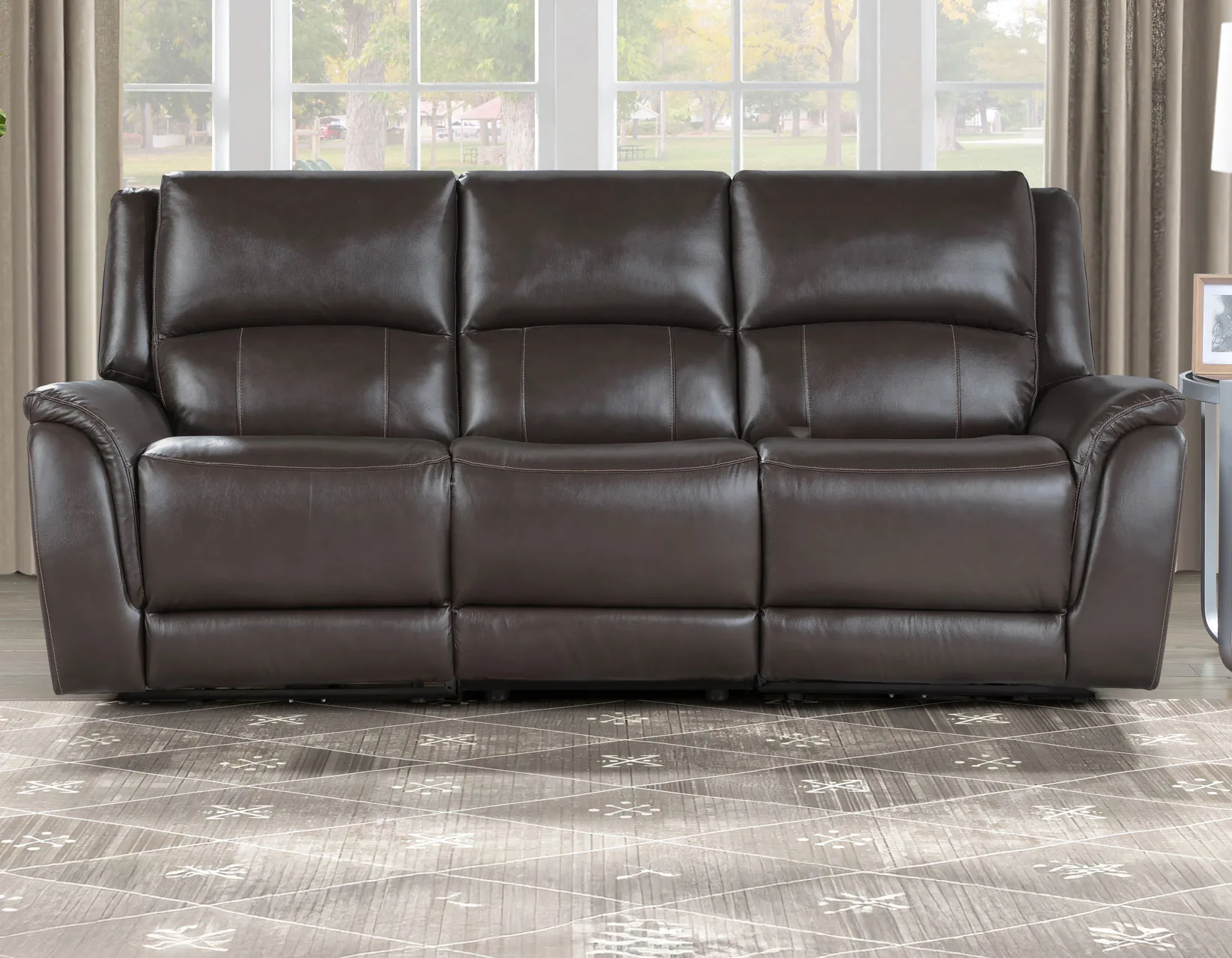Alexandria Power Leather Reclining Sofa Chocolate