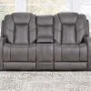 Daniel Triple Power Home Theater Leather Reclining Console Loveseat, Built-in Speakers, Heat and Massage - Image 2