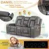 Daniel Triple Power Home Theater Leather Reclining Console Loveseat, Built-in Speakers, Heat and Massage - Image 3