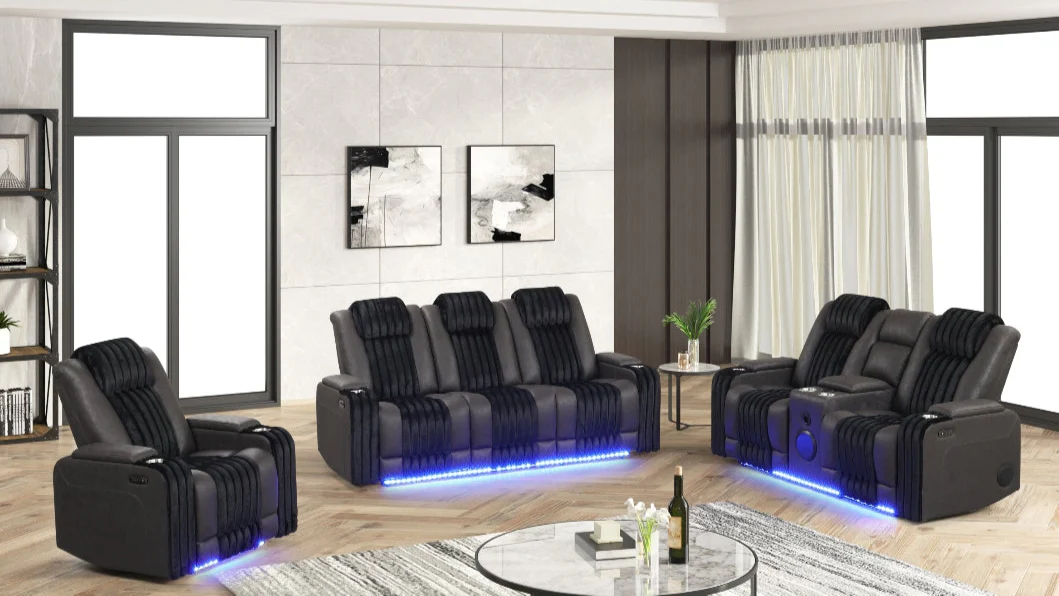 Lita Reclining Living Room Set Black - Image 2