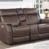 Valencia Dual-Power Leatherette Reclining Console Loveseat Walnut - Image 2