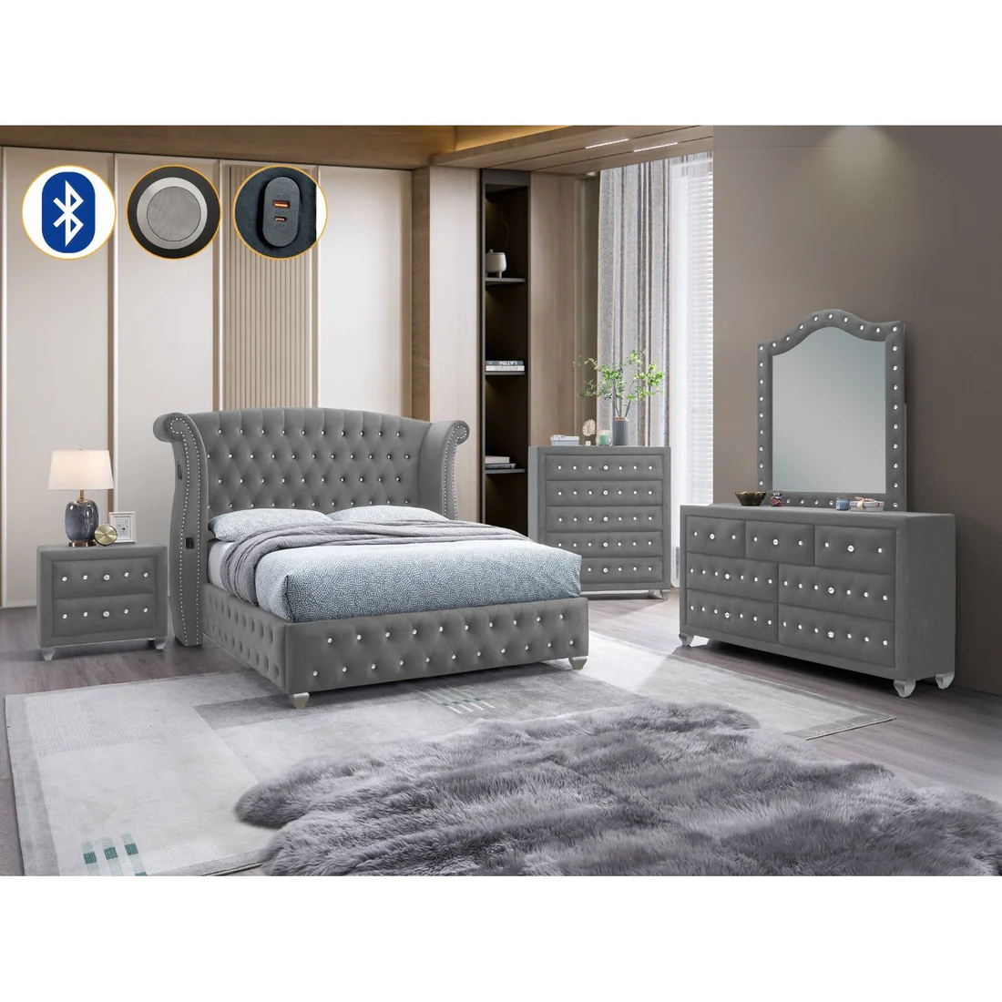 B2030 Divina Gray Bedroom 1