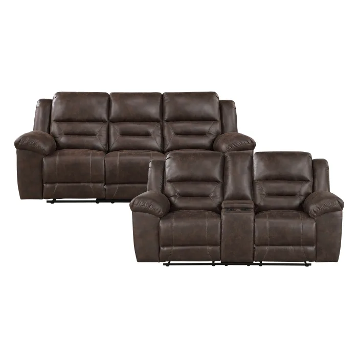 Hazen Dark Brown Reclining Sofa And Loveseat