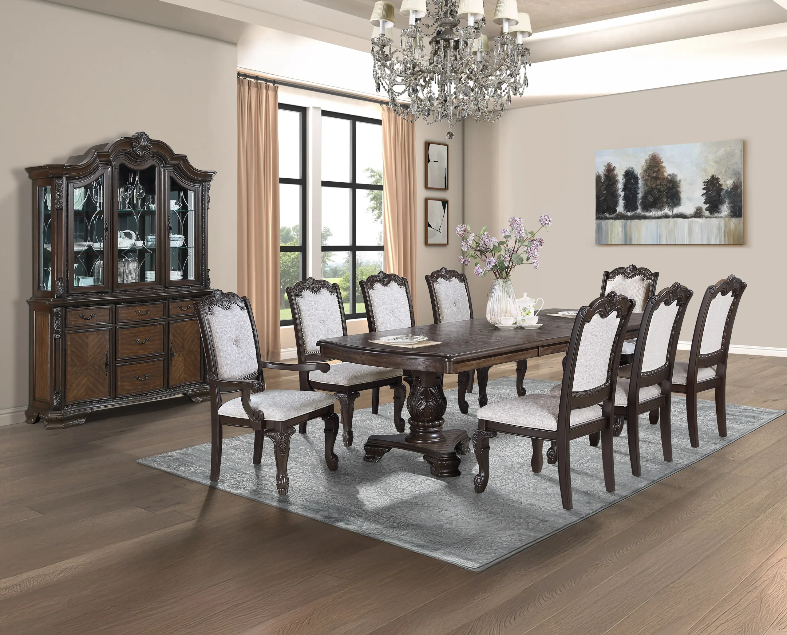 Kiera Traditional Formal Dining Brown Set