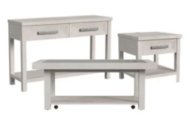 Avalanche Antique White Occasional Living Room 3 Table Set