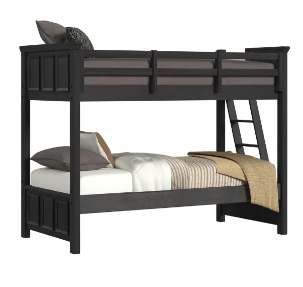 Hampton Kids Charcoal Twin Over Twin Bunk with Ladder