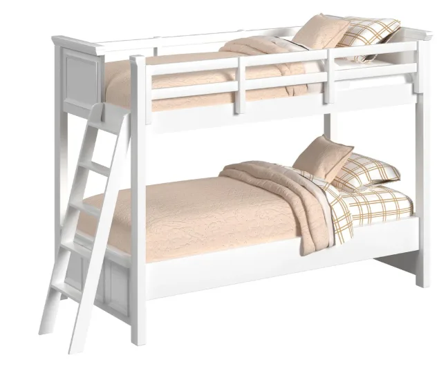 Hampton Kids White Twin Over Twin Bunk with Ladder