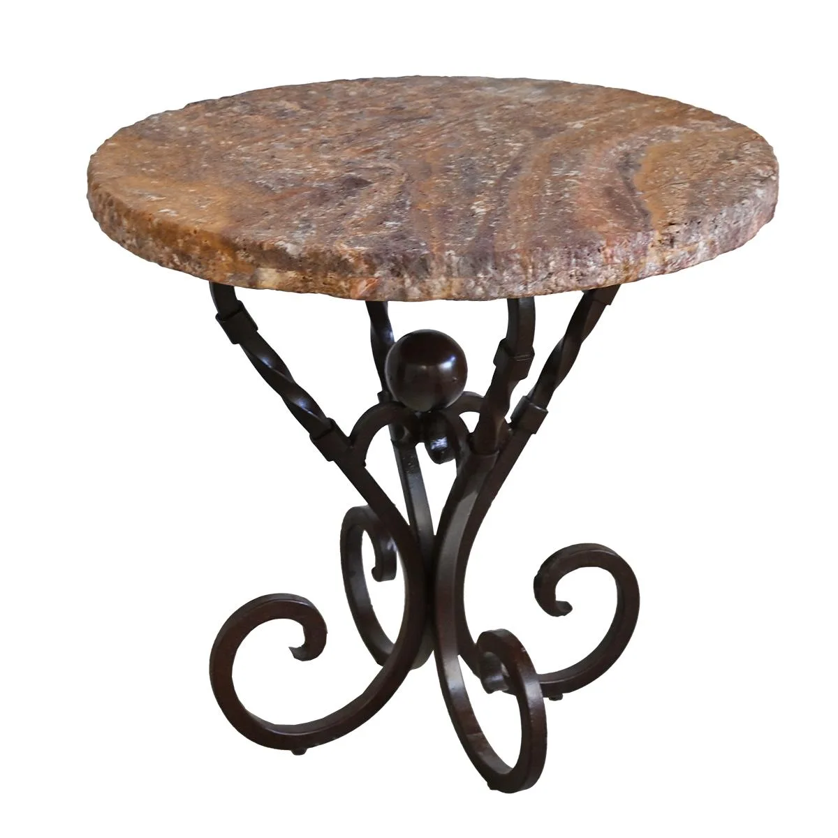 Iron Base Stone Top Side Table - Image 2