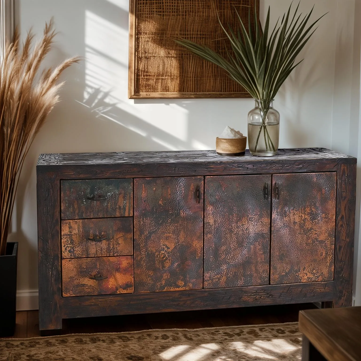 Teal Copper Rain Console