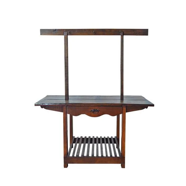 Dark Wood Kitchen Island With Hooks