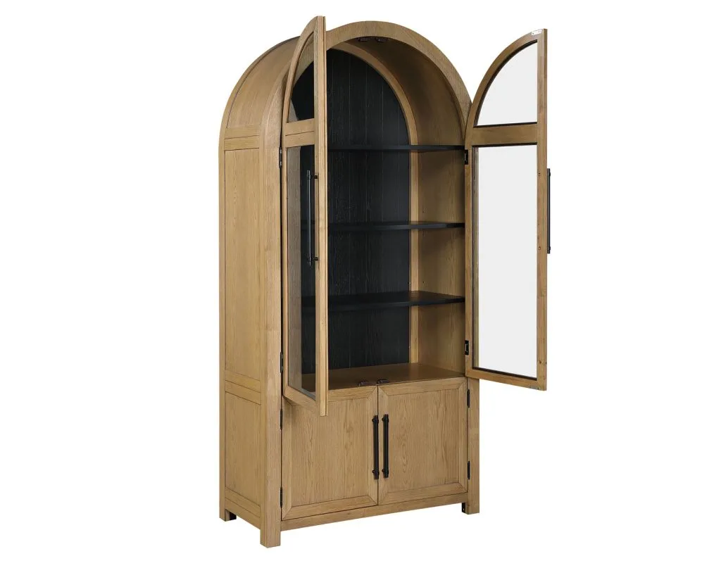 Magnolia Curio Weathered Sand with Black Interior Cabinet - Image 2