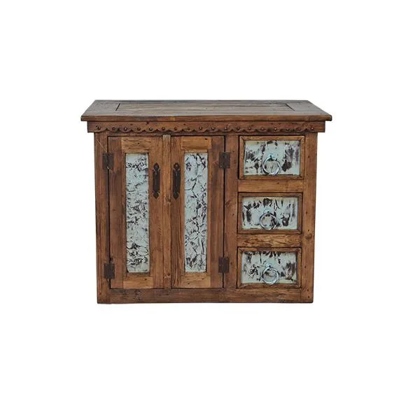 Buffet With Turquoise Tin Panels - Image 2