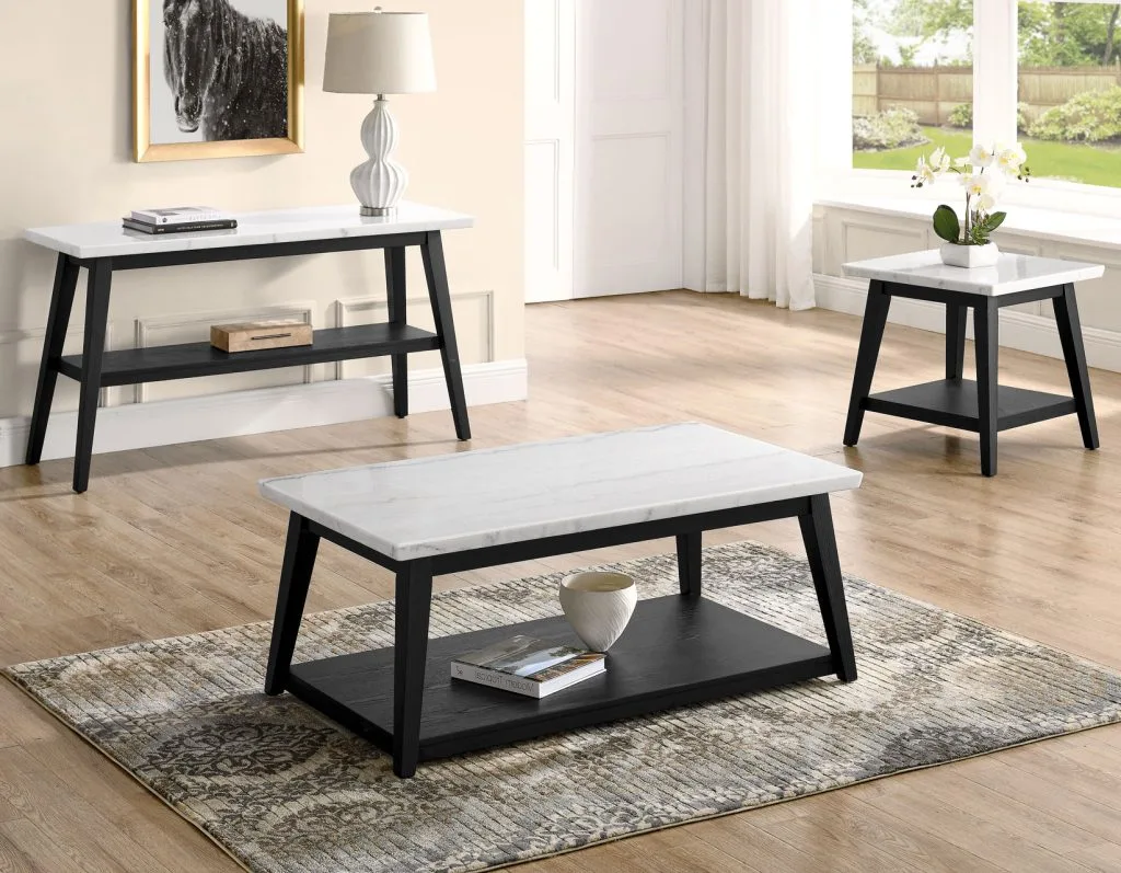 Vida Marble, Black Cocktail Table, End Table, Sofa Table