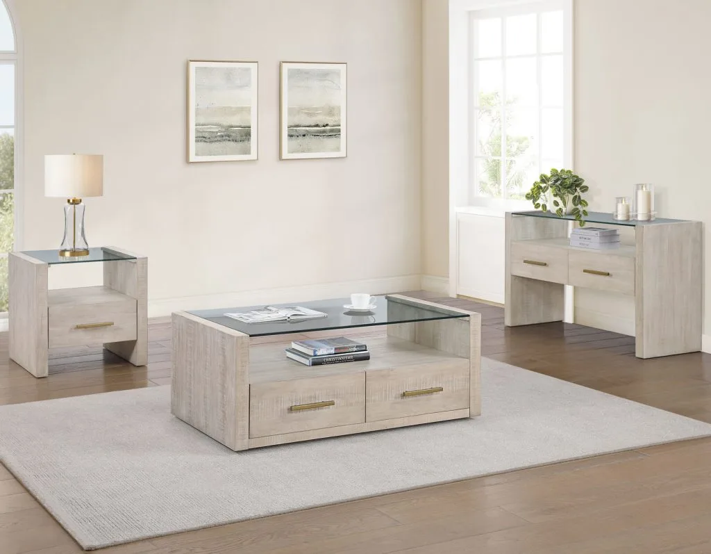 Garland, Glass Top Cocktail Table, End Table, Sofa Table