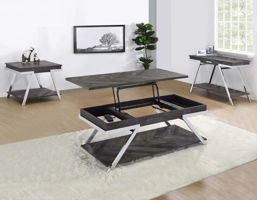 Roma Grey Lift-Top Cocktail Table, End Table, Sofa Table