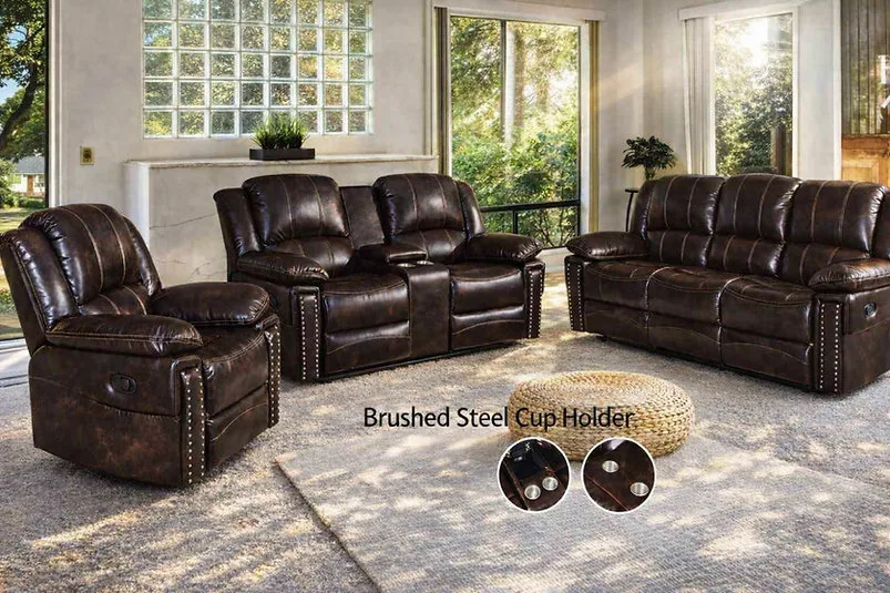 Brown Leather Reclining Sofa And Loveseat