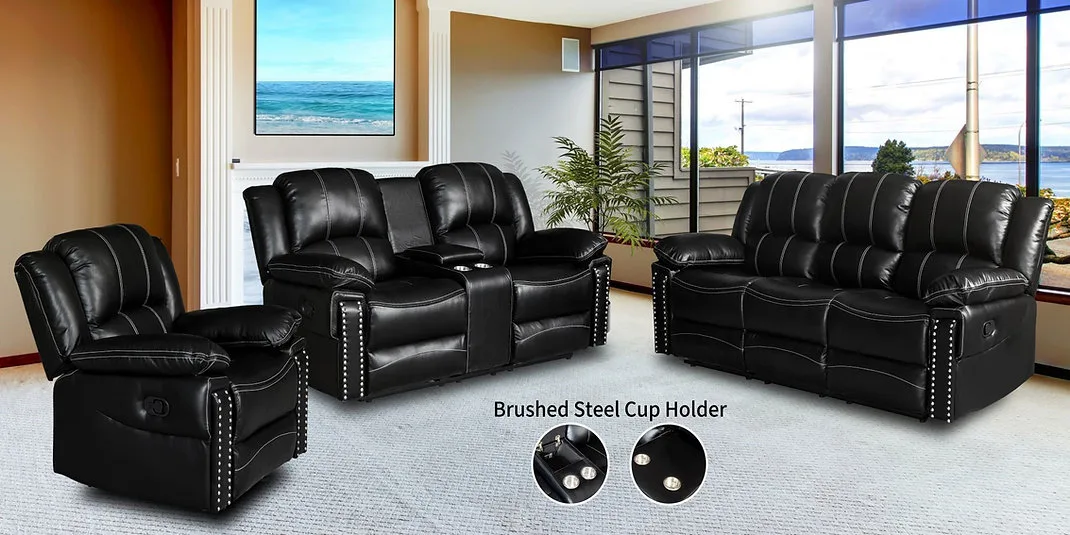Black Leather Reclining Sofa And Loveseat