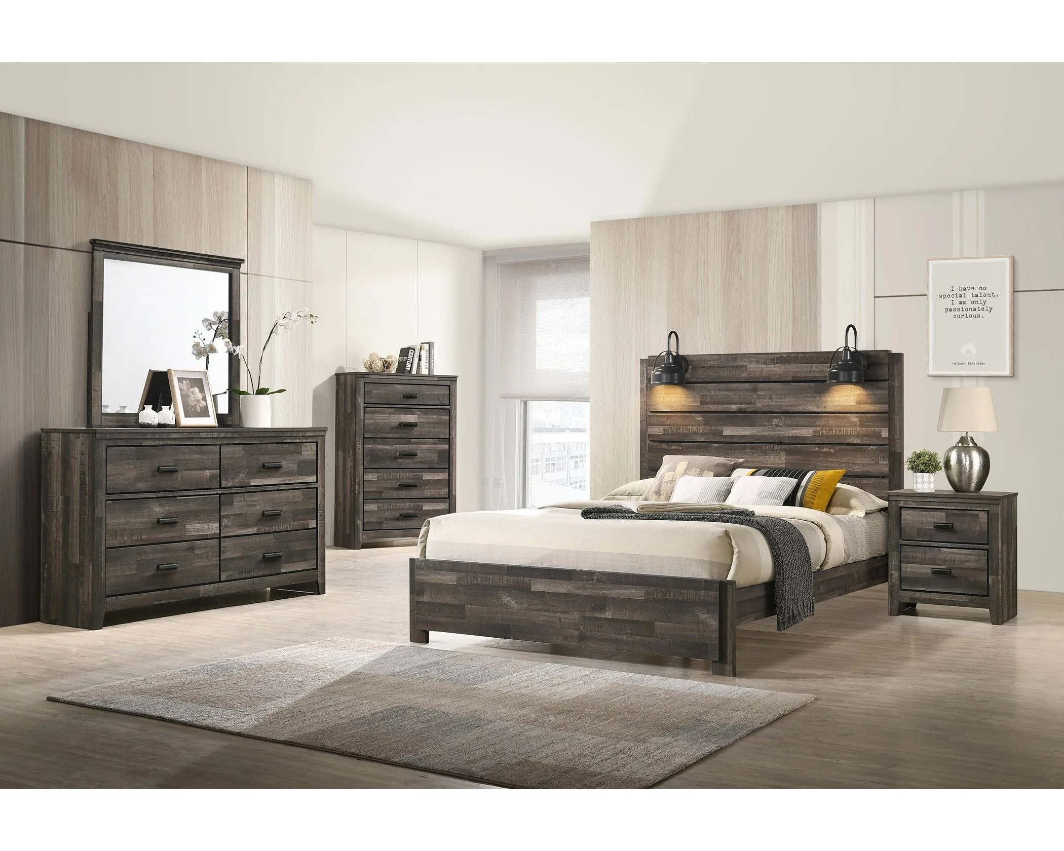 Carter Brown Wood Finish Bedroom Set